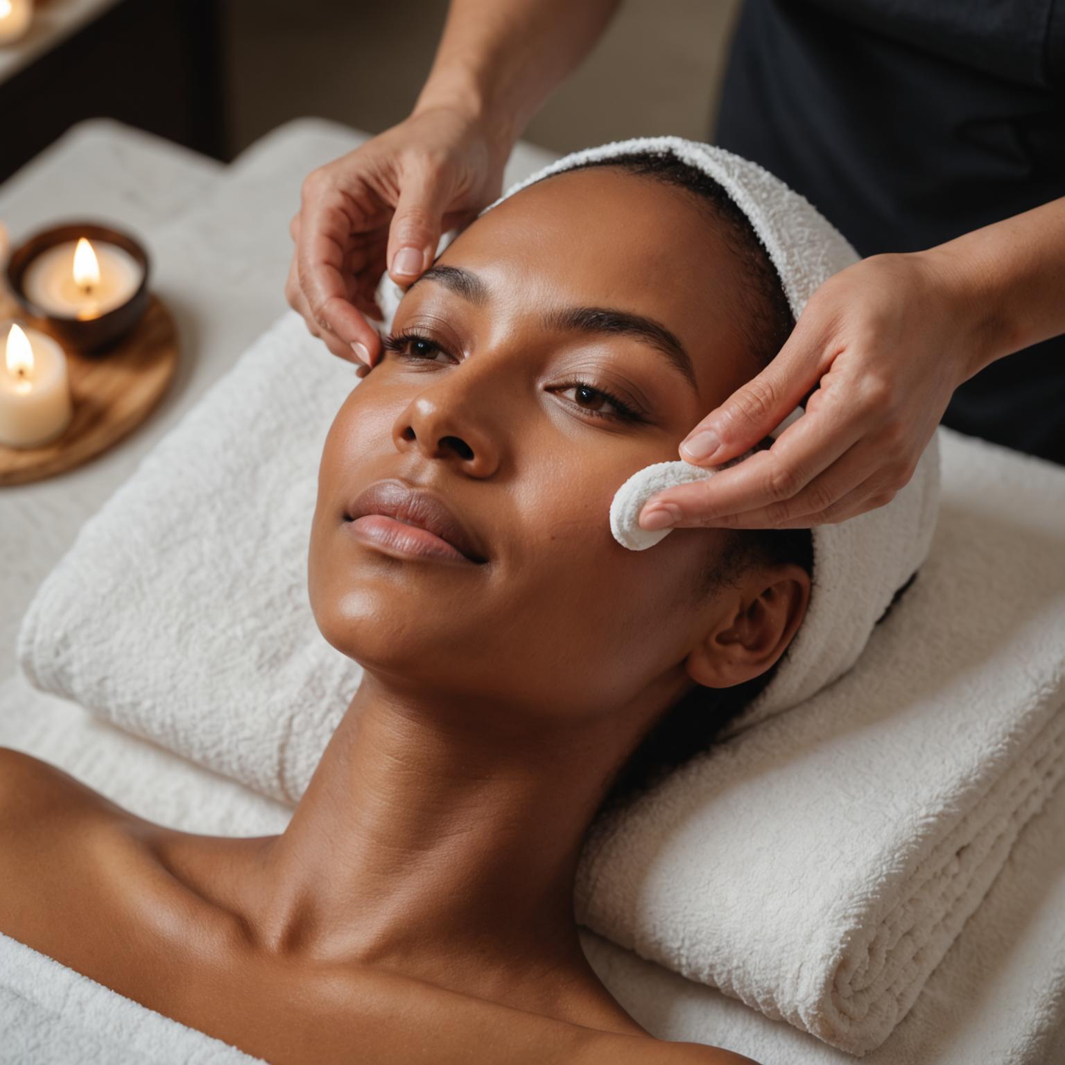 Relaxing facial treatment in progress